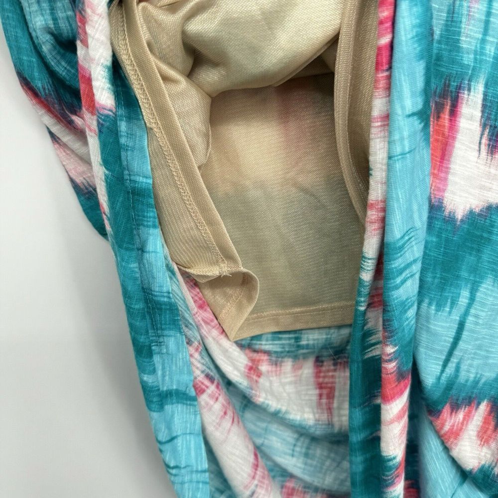 Tommy‎ Bahama Small Maxi Skirt Womens Teal Pink Ikat Stripe Elastic Waist Long - Picture 4 of 6